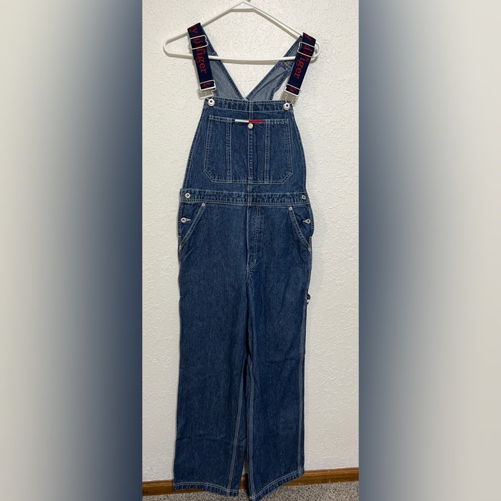 Vintage Tommy Hilfiger Spellout Cargo Overalls Small Y2K